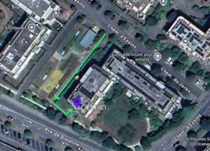 Accès du cabinet de physiothérapie depuis le parking